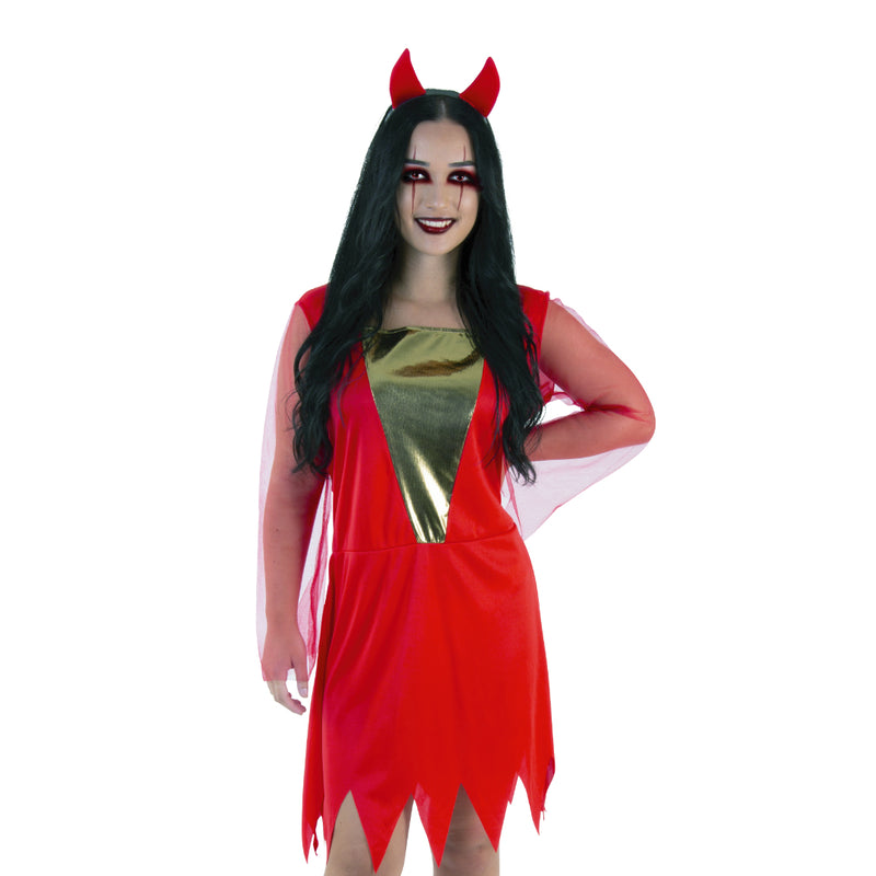 Adult Hellfire Devil Halloween costume with dress and headband