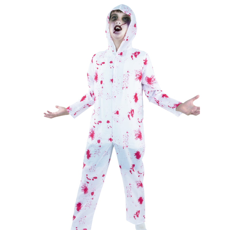 Kids bloody hazmat hooded jumpsuit Halloween costume