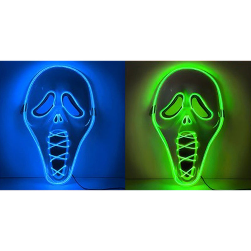 Assorted stitched demon light up Halloween mask with three lighting modes