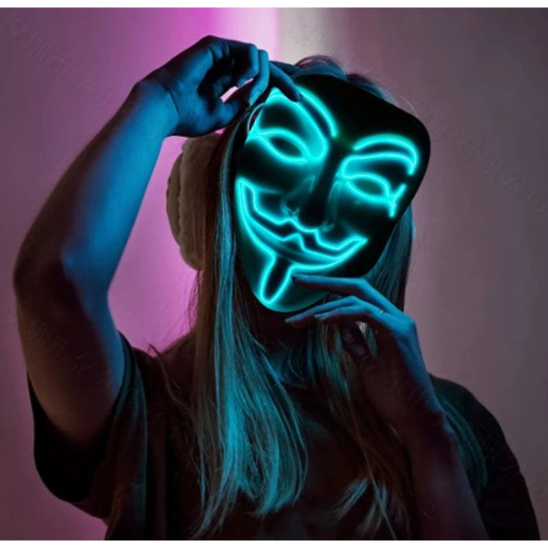 Stitched light up Halloween mask with constant and flashing modes