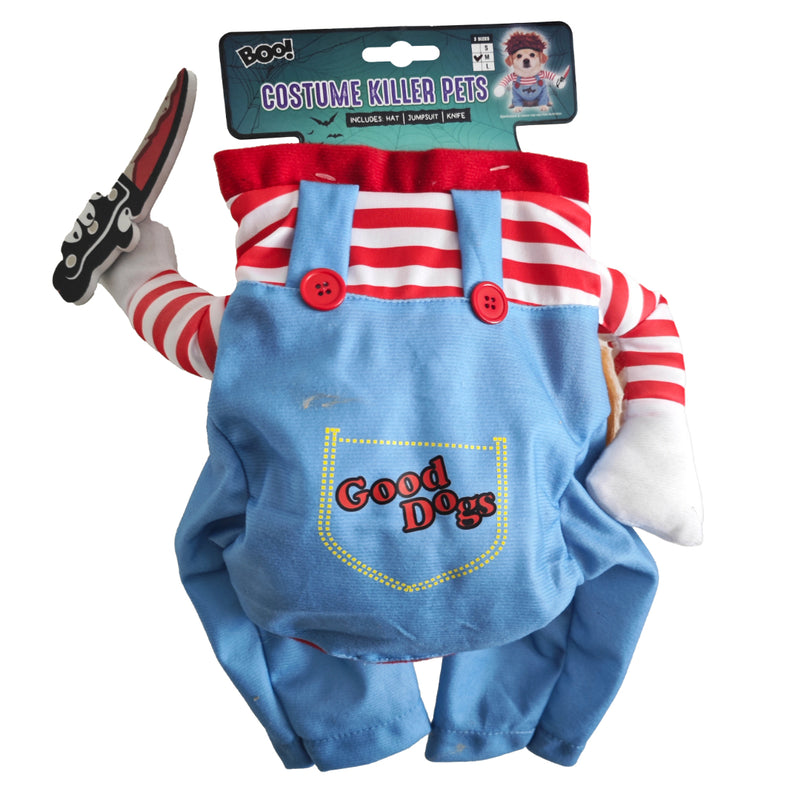 Pet killer costume with hat jumpsuit and novelty knife