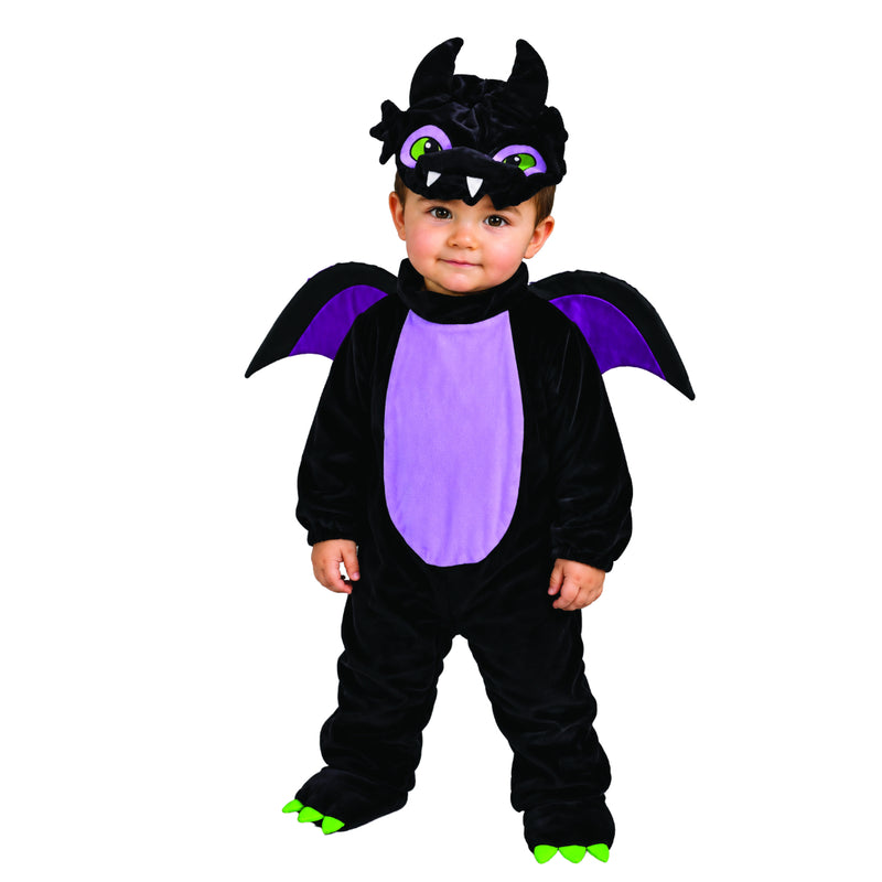 Toddler dark dragon Halloween costume with jumpsuit and hat