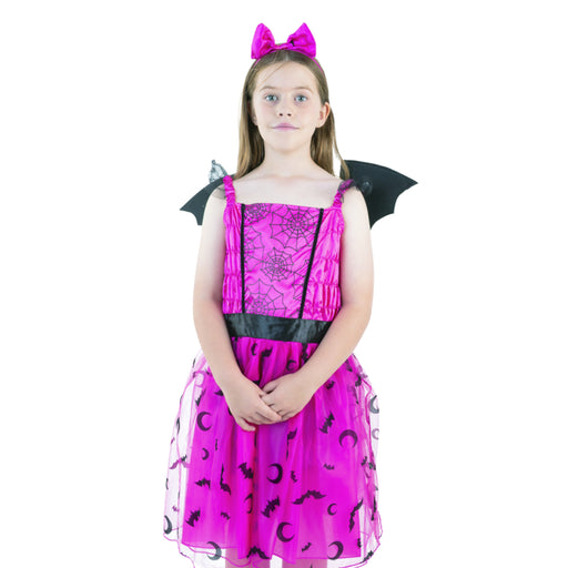 Kids pink bat Halloween costume with dress headband and wings