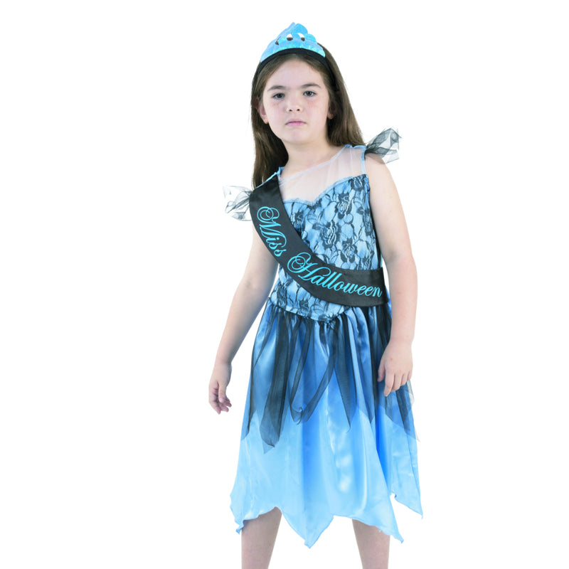 Kids Midnight Enchantress Halloween costume with dress headband and sash