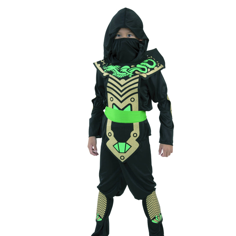 Kids dragon ninja warrior Halloween costume with armour and guards