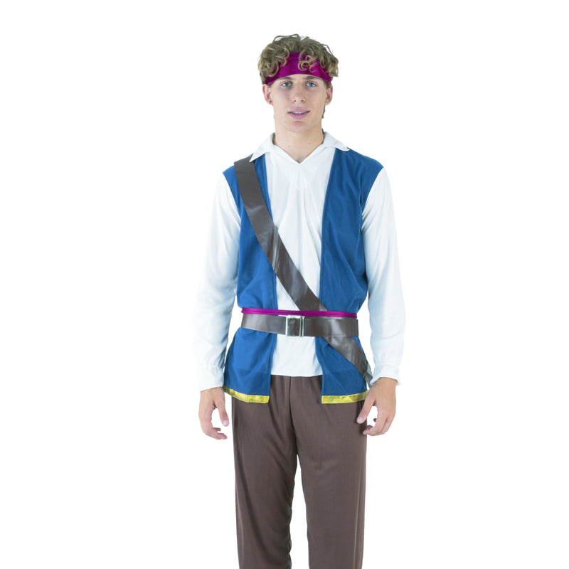 Adult classic buccaneer pirate costume with top vest pants bandana and belt