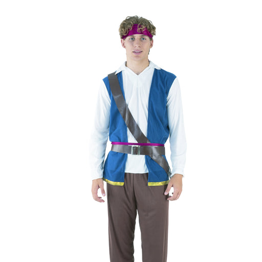 Adult classic buccaneer pirate costume with top vest pants bandana and belt