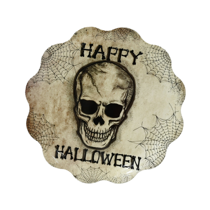 36cm spooky skull and web Halloween serving plate