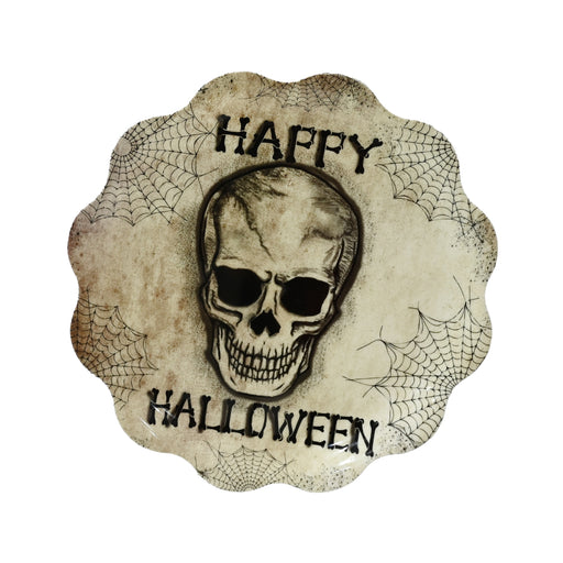 36cm spooky skull and web Halloween serving plate