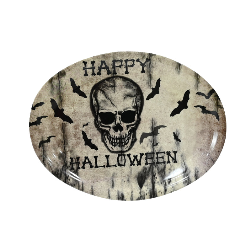 33cm spooky skull and bat Halloween serving plate