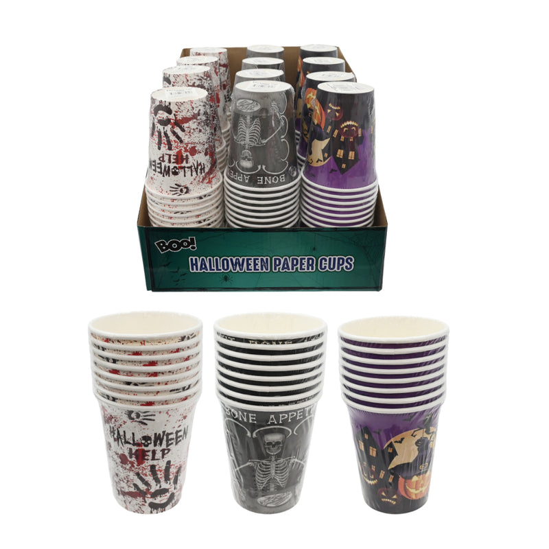 Assorted 250mL Halloween paper cups 8 pack