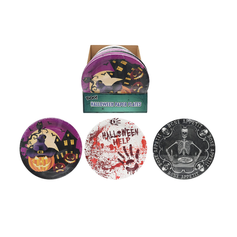 Assorted 23cm Halloween paper plates 6 pack
