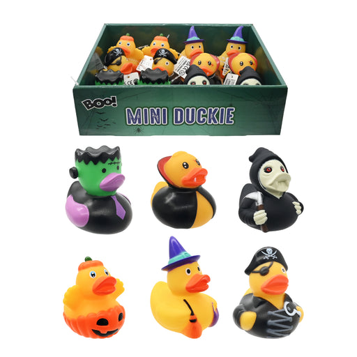 Assorted mini Halloween duckie novelty toys made from vinyl