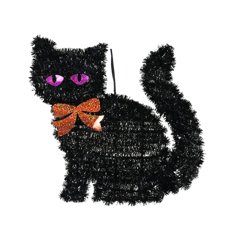 32cm hanging tinsel black cat Halloween decoration