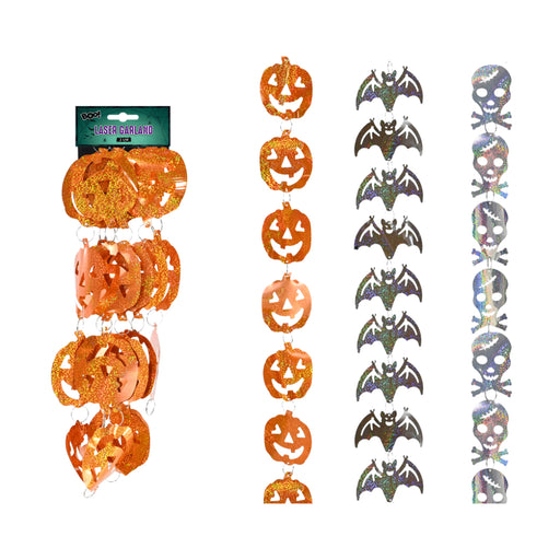 Assorted 2.4m reflective laser Halloween hanging garland