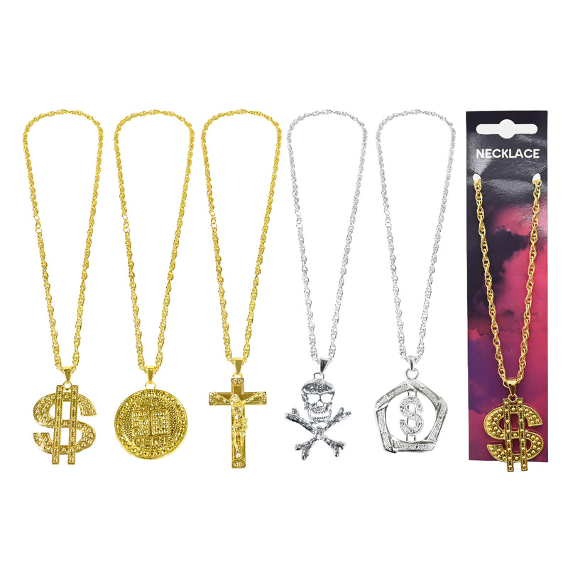 Assorted 40cm metal mobster costume necklace