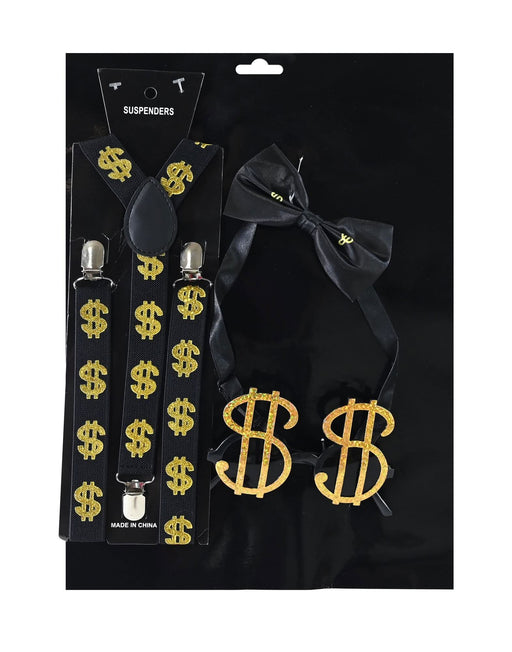 Gold dollar themed costume accessory set