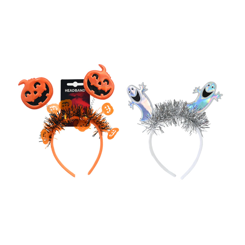 Assorted tinsel ghost and pumpkin Halloween headband