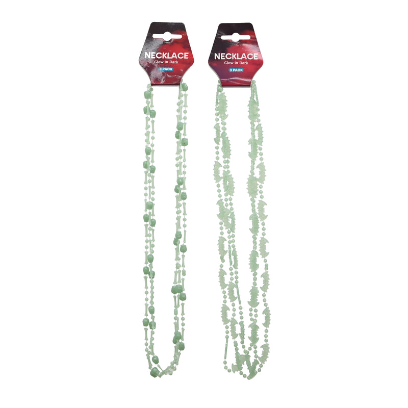 Three pack assorted glow in the dark Halloween necklaces