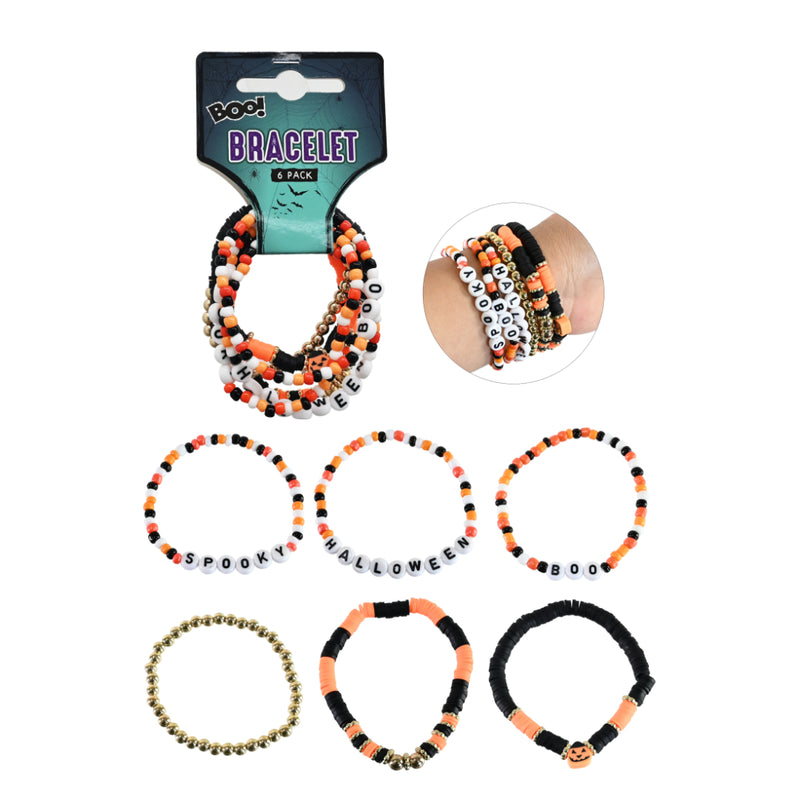 Six pack Boo Buddies Halloween bead bracelets