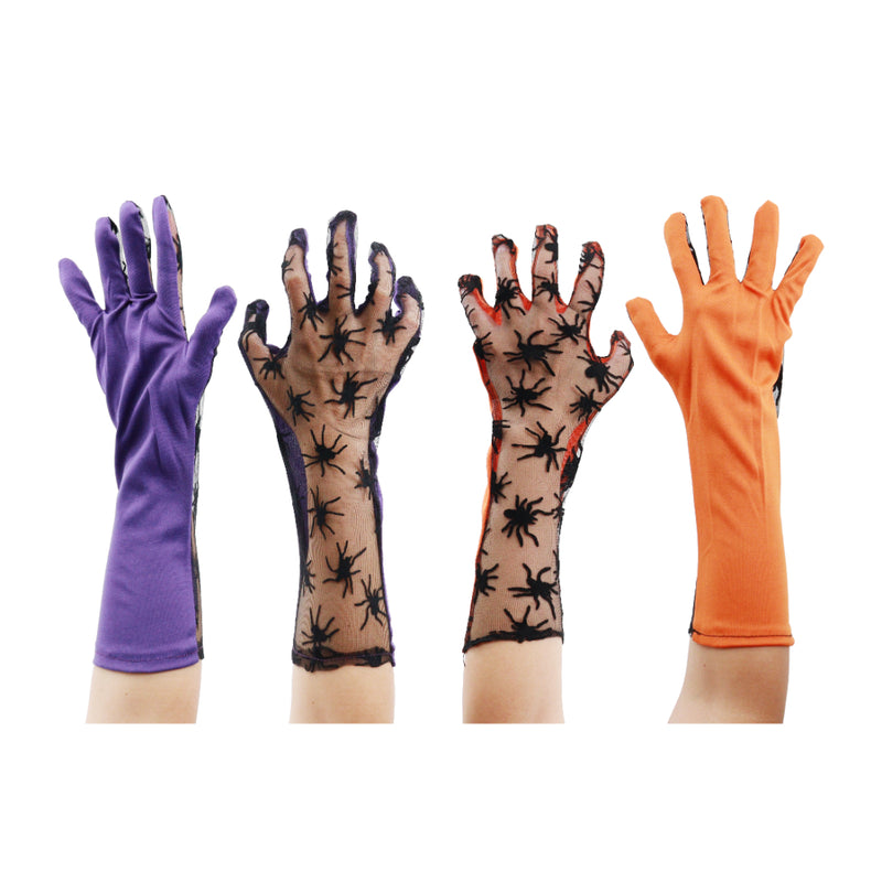 Assorted long spider Halloween costume gloves