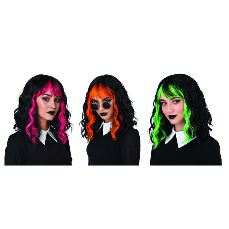 Assorted adult neon streak Halloween costume wig