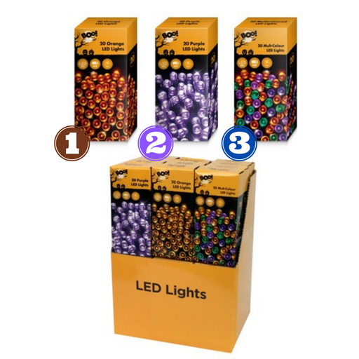B/O Led Lights Asstd 190cm 20pk