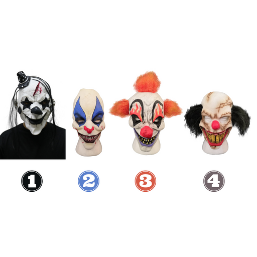 Full Head Clown Latex Mask Asstd