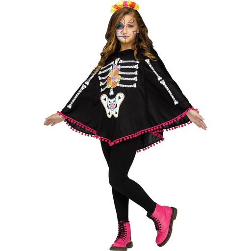 Costume Day Of The Dead Poncho Girls
