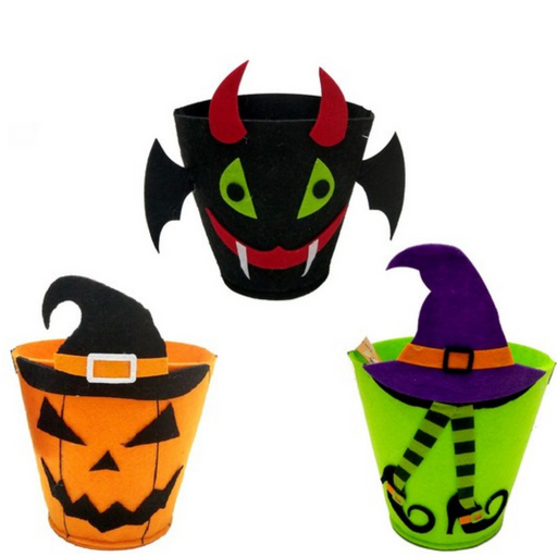 Trick Or Treat Felt Bucket Asstd 31cm