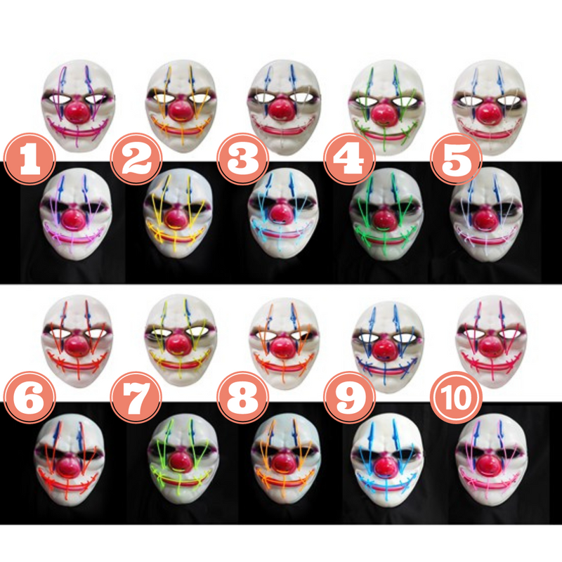 Light Up Evil Clown Mask Asstd