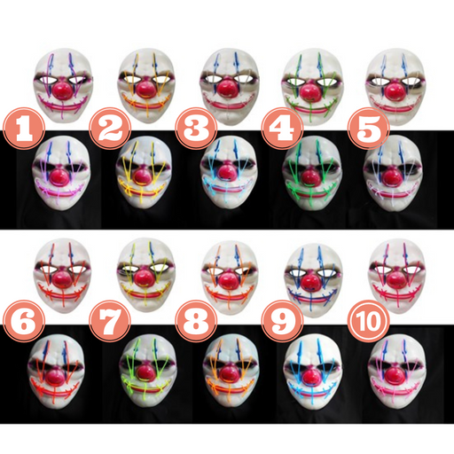Light Up Evil Clown Mask Asstd