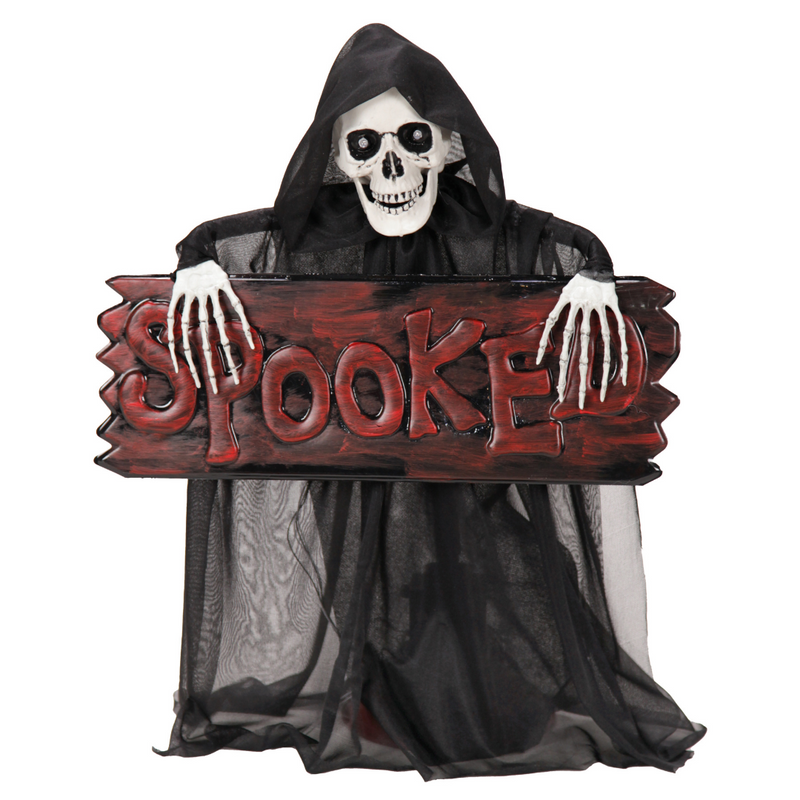 Animated Evil Reaper With Sign Reaper 46cm