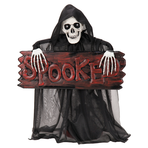 Animated Evil Reaper With Sign Reaper 46cm