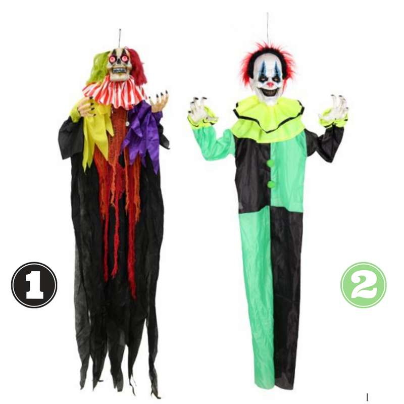 Animated Creepy Clown Asstd 180cm