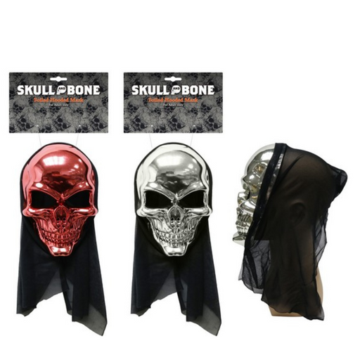 Foiled Skull Hooded Mask Asstd