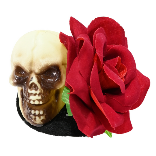 Skull With Flower Hair Clip