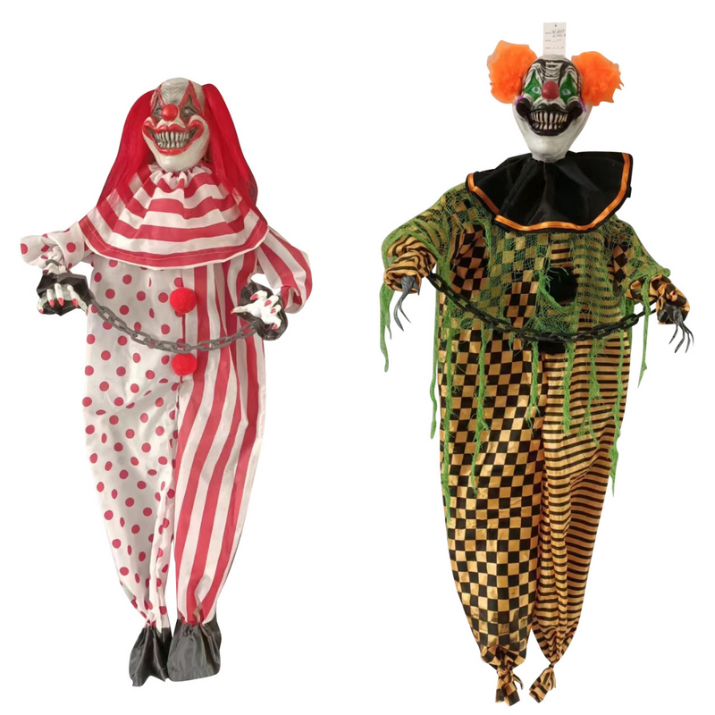 Animated Hanging Shaking Clown Battery Operated 130cm Asstd