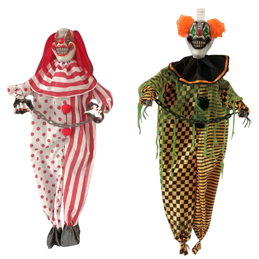 Animated Hanging Shaking Clown Battery Operated 130cm Asstd