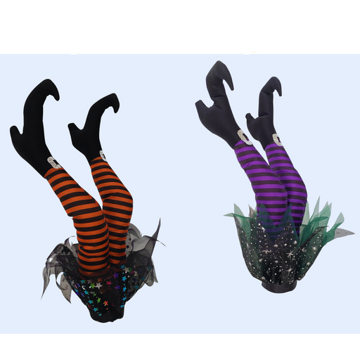 Animated Witch Leg Stake Battery Operated Asstd 50cm