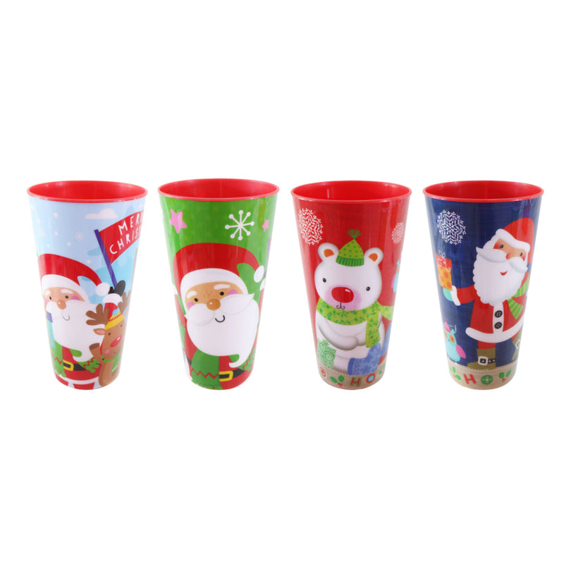 Christmas Mega Plastic Cup 900mL Assorted