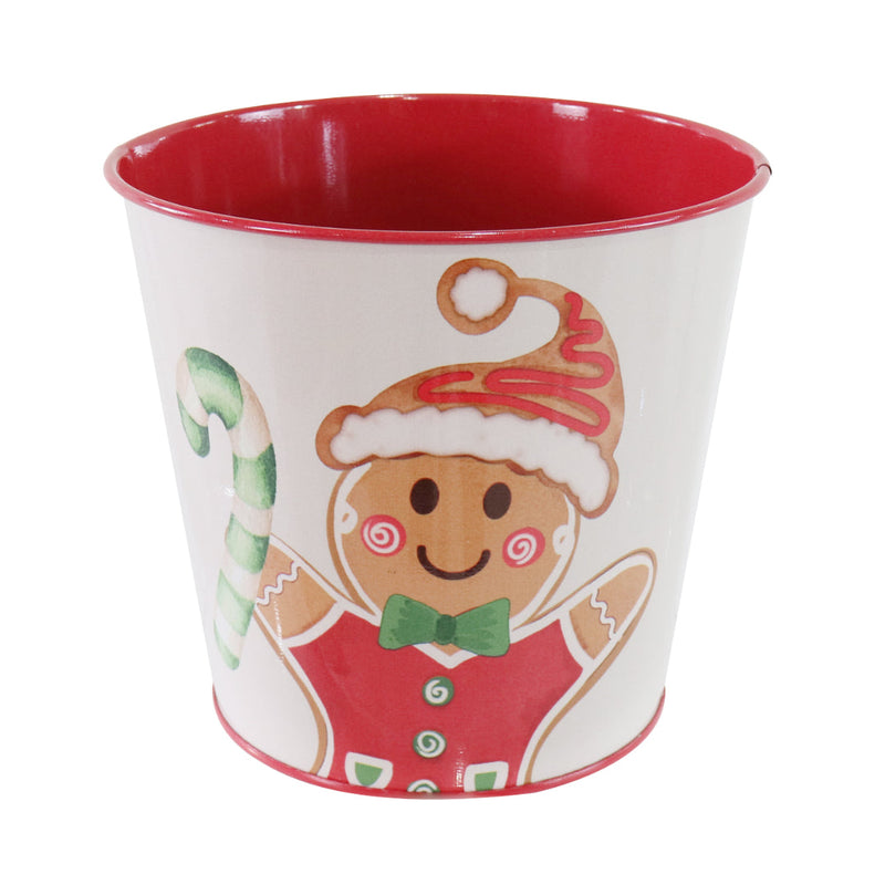Gingerbread Metal Bucket Assorted 3