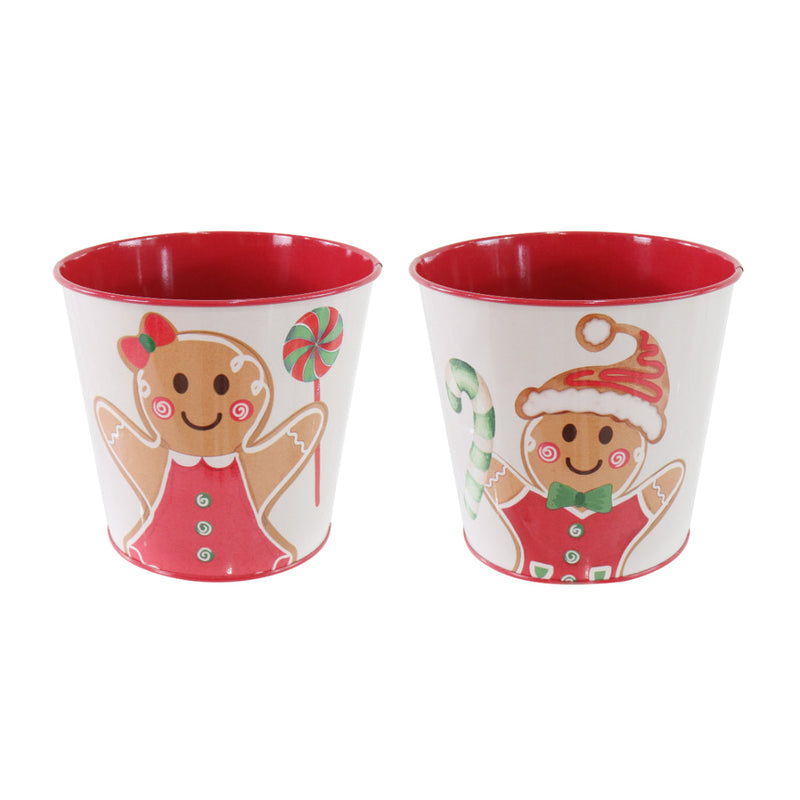 Gingerbread Metal Bucket Assorted