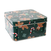 Cookie Tin Sq Gingerbread 12cm Assorted 4
