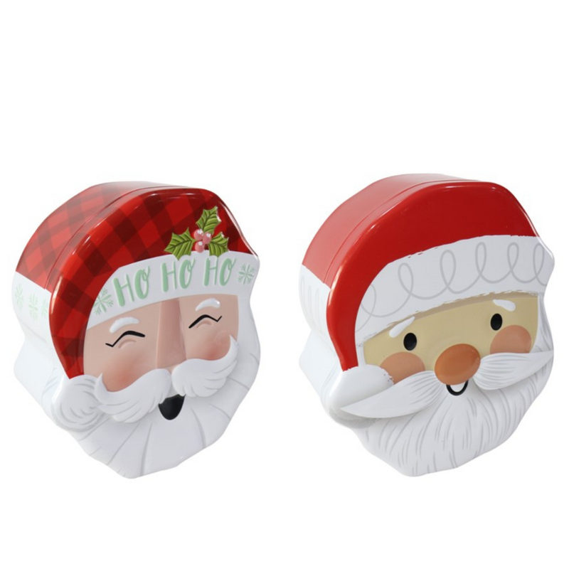 Cookie Tin Santa Face Asstd
