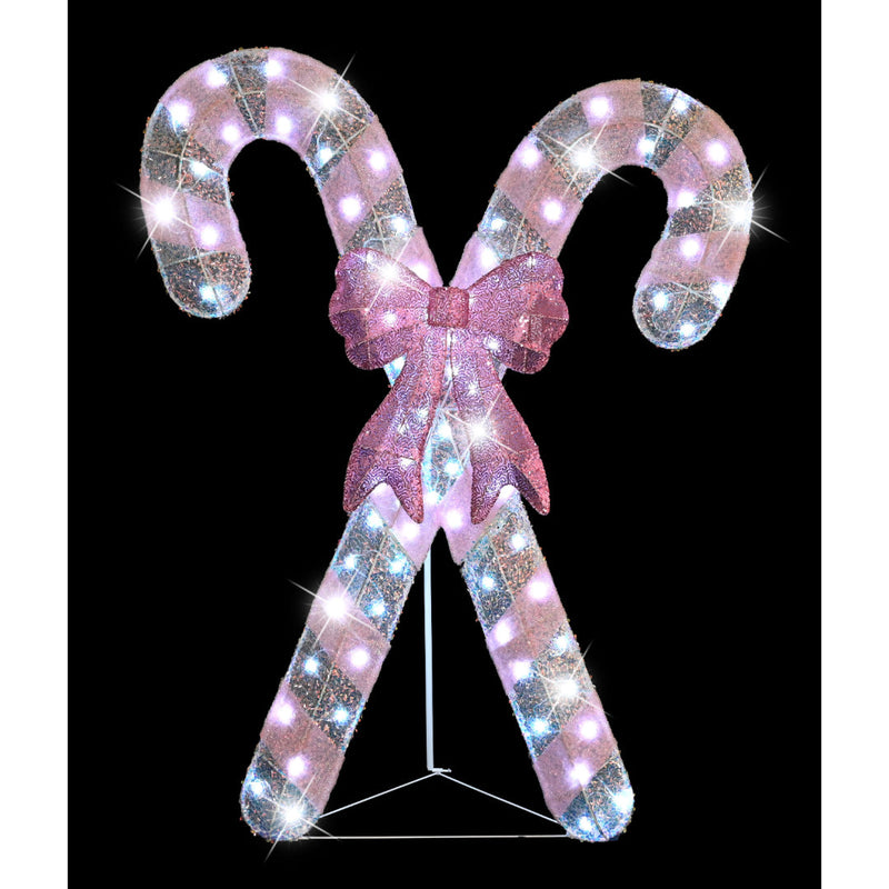 LED Iridescent Sequin Twin Candy Cane