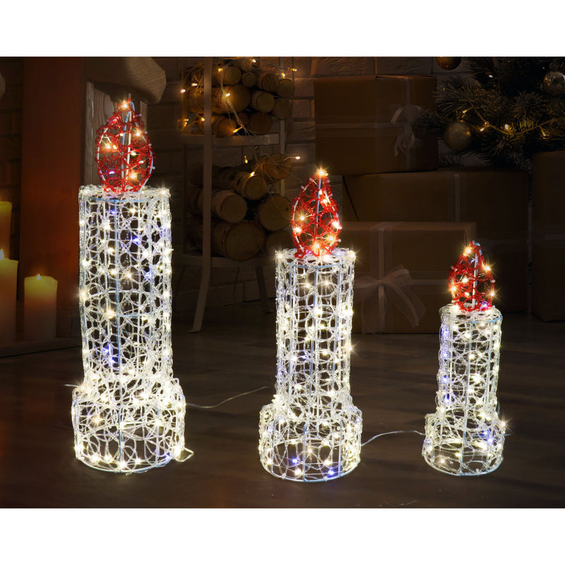 LED Candles Spun PVC 3pc Twinkle 3