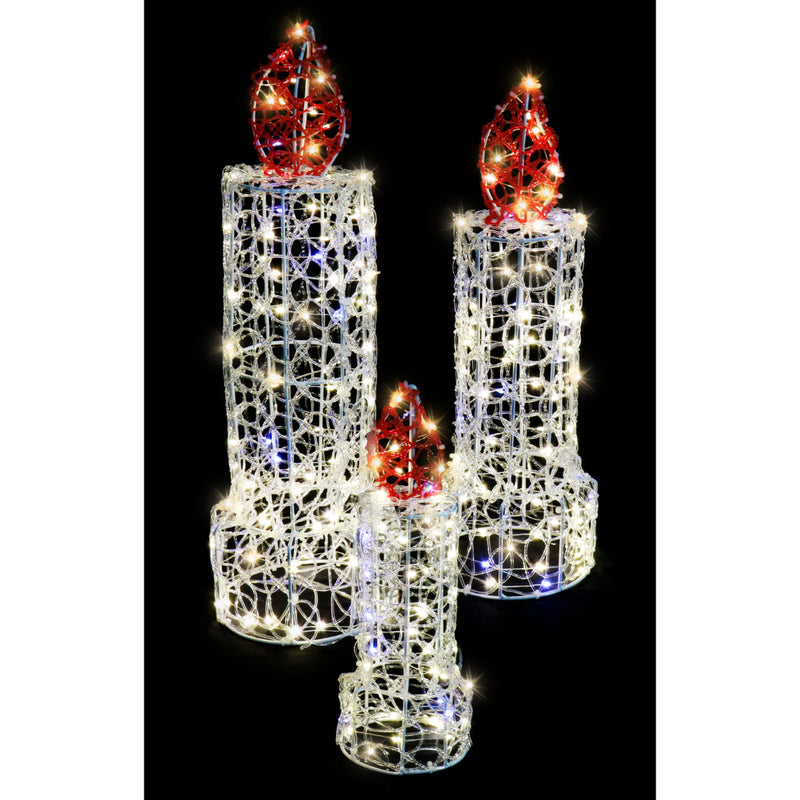 LED Candles Spun PVC 3pc Twinkle 4
