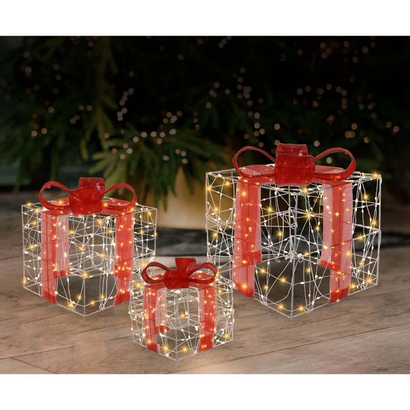LED Starry Wire Presents Mesh Ribbon 3pc Assorted 6