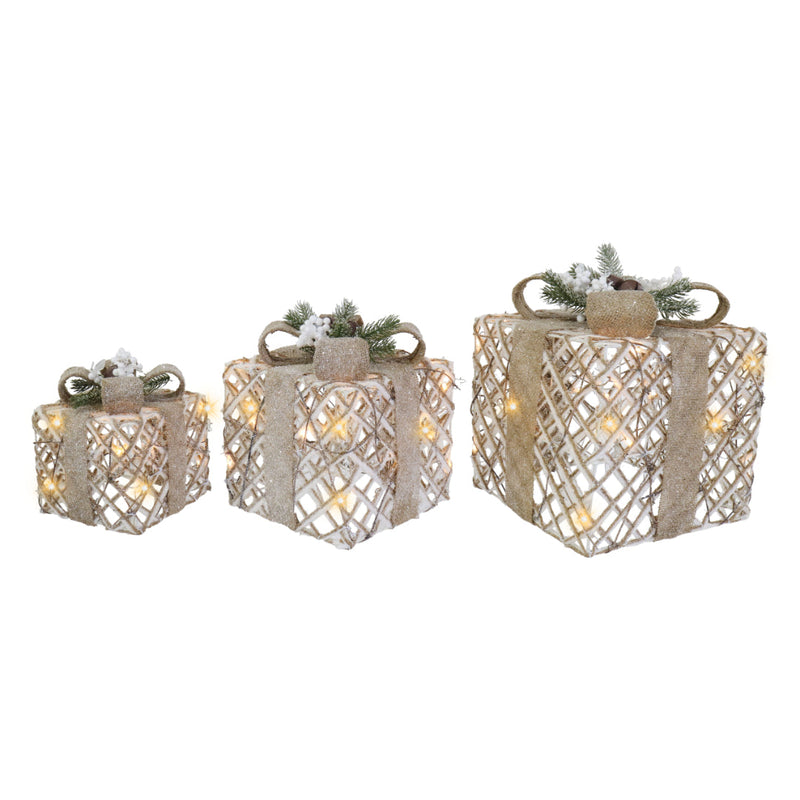 LED Berry Pine Presents Nutbell Topper 3pc Assorted 6